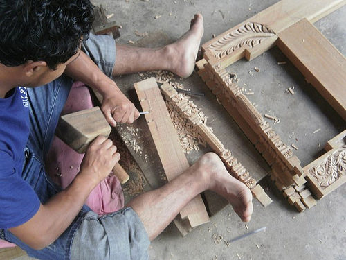 Nepali Artisans Carving Woods for Ankhijhyal
