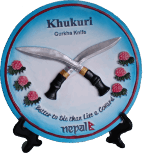 Ceramic Plate With Gurkha khukuri Knife