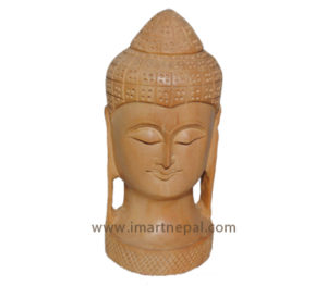 Wooden Buddha Face Statue