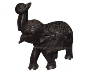 Wooden Elephant w/ High Trunk