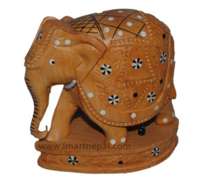Wooden Elephant with Stand