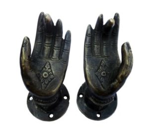 Small Hand Shaped Door Handle Pair
