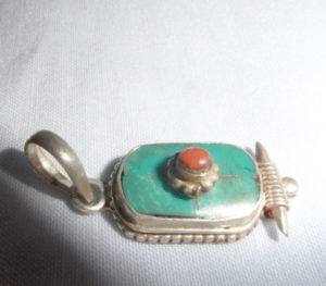 Turquoise with Coral Pendant