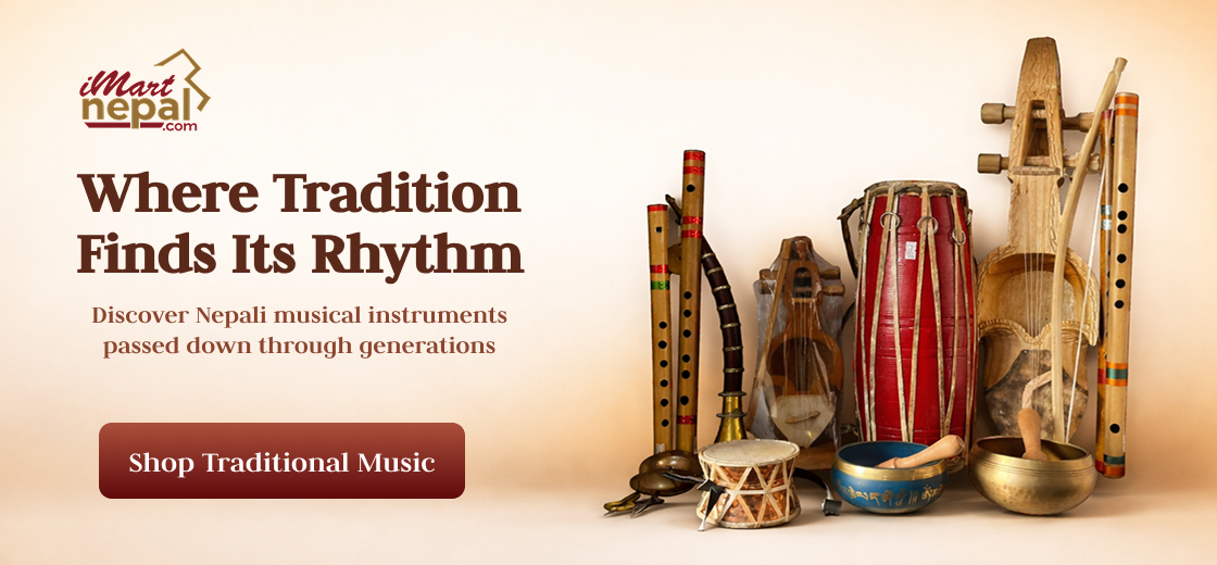 Nepali musical instruments display